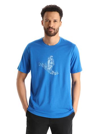 T Shirts Icebreaker Merino Tech Lite II Corta Sleeve Skiing Yeti Homme Bleu | FR 1210WNBY